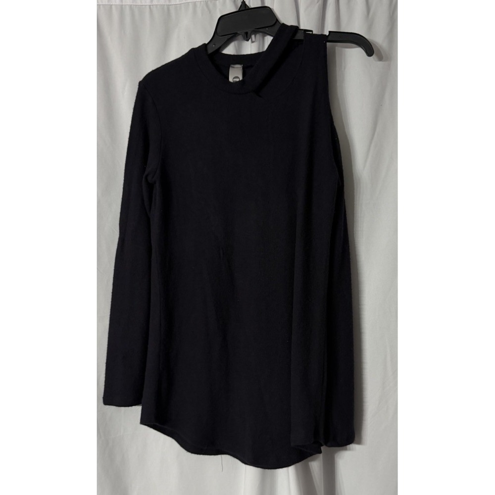 NWT Go Couture Womens Super Soft Long Sleeve Black Pullover Shirt Size Large